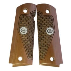 1911 faux mammoth grips full size with white Colt medallion