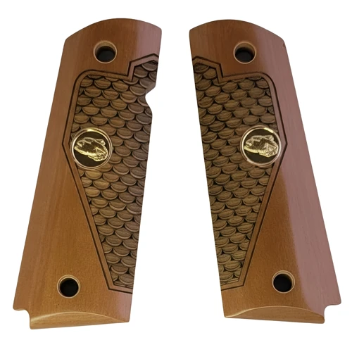 1911 fish scale grips with gold eagle medallion, full size, fits Colt Government and most 1911 clones
