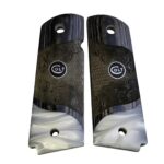 1911 full size black rosewood gun grips with acrylic pearl and black Colt medallion