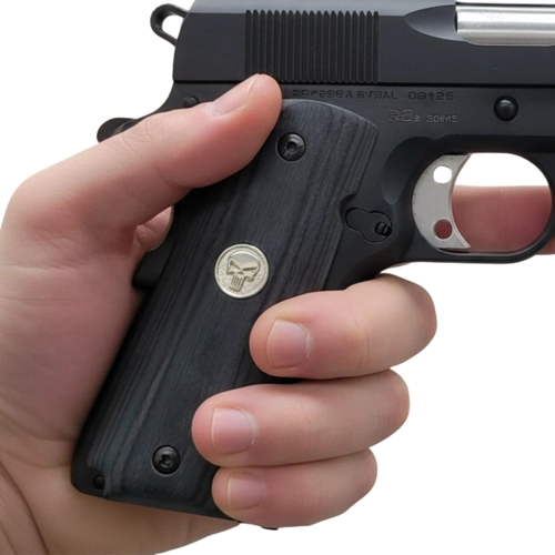 1911 full size wood grips punisher medallion fits Colt and clones