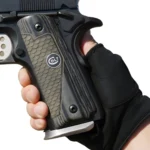 1911 rosewood grip panels with black Colt style medallion detail