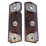 1911 rosewood grips full size checkered with acrylic pearl accent and white Colt medallion