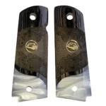 1911 rosewood grips hand-carved black wood with acrylic pearl inlay and Colt medallion
