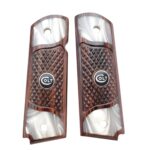 1911 rosewood pearl gun grips with black Colt medallion