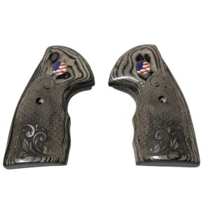 Colt Python Black
Rosewood with Scrollwork and Scales Grips with American Flag Medallion