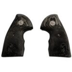 Carved Colt Python wood grips in black rosewood with scrollwork, snake scales, and Texas Star medallion
