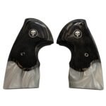 Colt Python grips in black rosewood with pearl accent strip and Punisher skull medallion