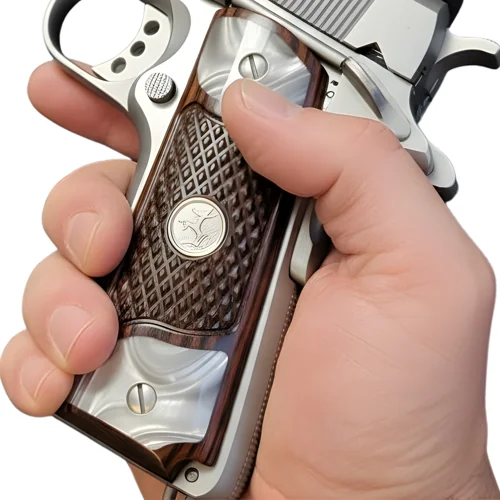 Acrylic Pearl Bottom Accent on 1911 Full Size Rosewood Grips