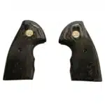 Colt Python grips with gold U.S. medallion on black rosewood with scrollwork and scale carving