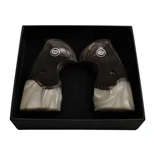 Colt Python wood grips in display gift box with rosewood panels, pearl inlay