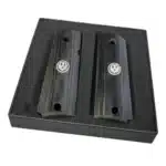 Ruger SR1911 aftermarket black wood grip panels with black eagle medallion drop-in fit