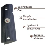 Texas Star medallion detail on black rosewood 1911 grip panel