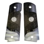 1911 rosewood grips full size carved black wood with acrylic pearl and silver rearing horse medallion
