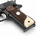 rosewood gun grips full size 1911 carved wood with silver Punisher medallion