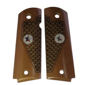 1911Full size Grips in
faux Mammoth Bark with Texas Star Medallion fits COLT and Most Clones