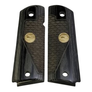 1911 Full-size Colt and
Clones Black Rosewood Grips with Dragon Scales and Gold Eagle Medallion