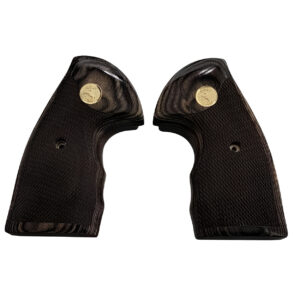 Black Rosewood Grips with
a Gold Medallion with a Rearing Horse for the Colt Python Grips, Colt Python
2020 Grips, Colt 2021 Anaconda