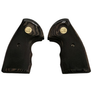 Black Rosewood Grips with
a Gold Medallion with Raised U.S. Letters for the Colt Python Grips, Colt
Python 2020 Grips, Colt 2021 Anaconda