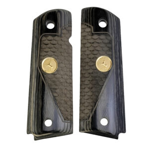 1911 Full-size Colt and
Clones Black Rosewood Grips with Dragon Scales and Gold Medallion with
Rearing Horse