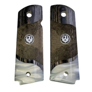 1911 Full Size Carved
Black Rosewood Grips w/Acrylic Pearl and Black Ruger Medallion