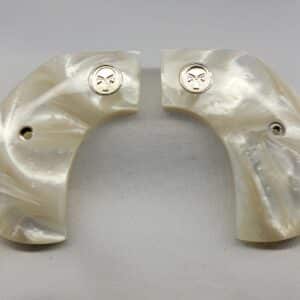 Ruger Wrangler
  Birdshead Grips in White Pearl Acrylic with Silver Punisher Medallion