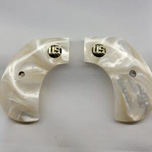 Ruger Wrangler
  Birdshmead Grips in White Pearl Acrylic with Gold U.S. Medallion