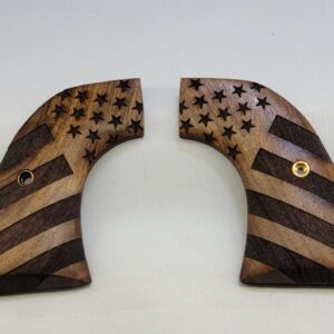 Walnut Wood Hand
  Grips Compatible with Ruger Wrangler and Super Wrangler Models - Carved
  American Flag Design