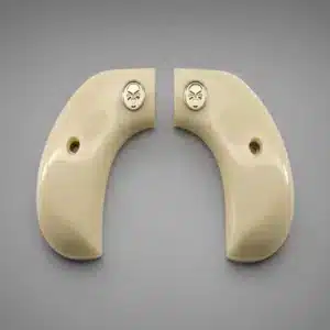 Ruger Wrangler faux ivory grips with silver skull medallion on Bird's Head frame