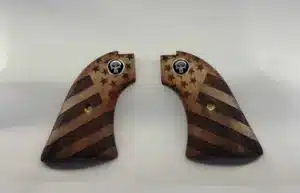 Heritage Rough Rider American Flag Grips Black Punisher — carved solid walnut with Black Punisher medallion for .22 LR and .22 Magnum