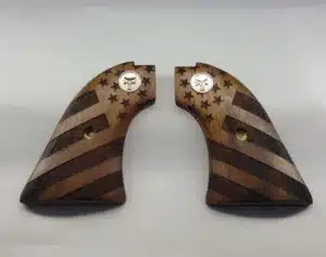 Heritage Rough Rider American Flag Grips Silver Punisher — carved solid walnut with Silver Punisher medallion for .22 LR and .22 Magnum