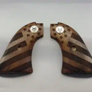 Heritage Rough Rider American Flag Grips Silver Punisher — carved solid walnut with Silver Punisher medallion for .22 LR and .22 Magnum