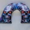 Heritage 22 Grips – Printed Cyber Skull, Red Eyes | Black ABS Rough Rider
