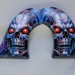 Heritage 22 Grips – Printed Cyber Skull, Red Eyes | Black ABS Rough Rider
