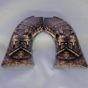 Heritage Rough Rider Grips – Printed Crusader Helmet & Axe | Black ABS