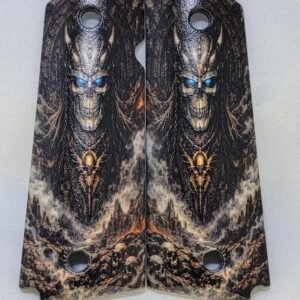 Viking Skull 1911 Grips – Printed Blue Eyes | Full Size Black ABS