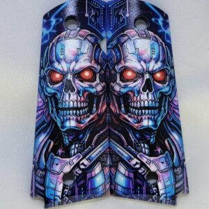 Skull 1911 Grips – Printed Cyber Design, Red Eyes | Black ABS