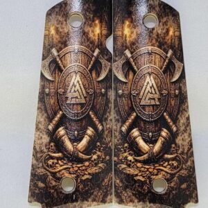 Viking 1911 Grips – Printed Norse Shield | Full Size White ABS