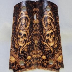 White Skull 1911 Grips – Printed Gothic Cloaked Girl | ABS