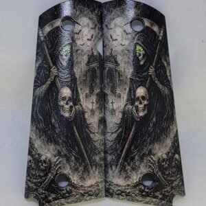 Grim Reaper 1911 Grips – Printed Green Eyes | Full Size Black ABS