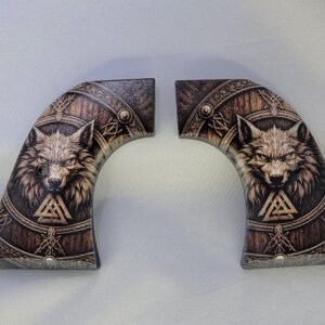 Ruger Wrangler Grips – Printed Viking Wolf Shield | Black ABS