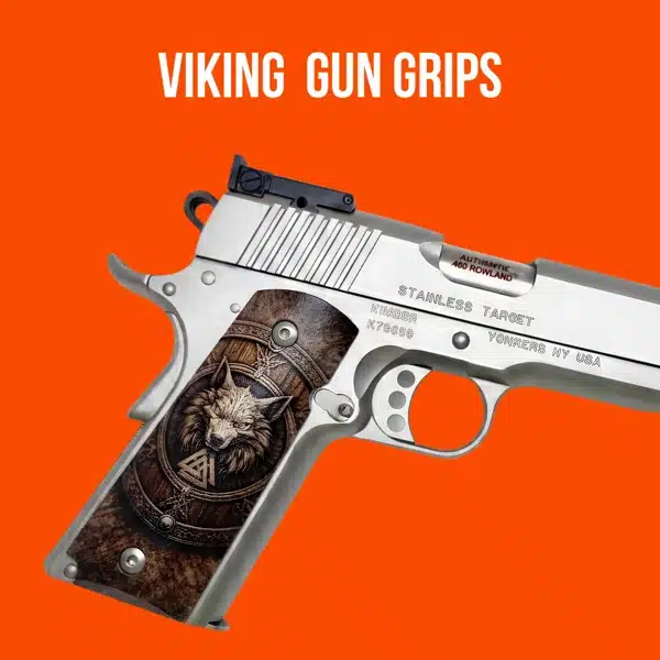 Premium Viking gun grips with detailed Norse warrior engraving for pistols and revolvers