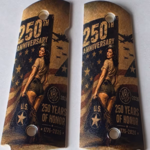 1911 250th Anniversary Grips, WWII Pinup Girl with US Jacket in Olive Drab