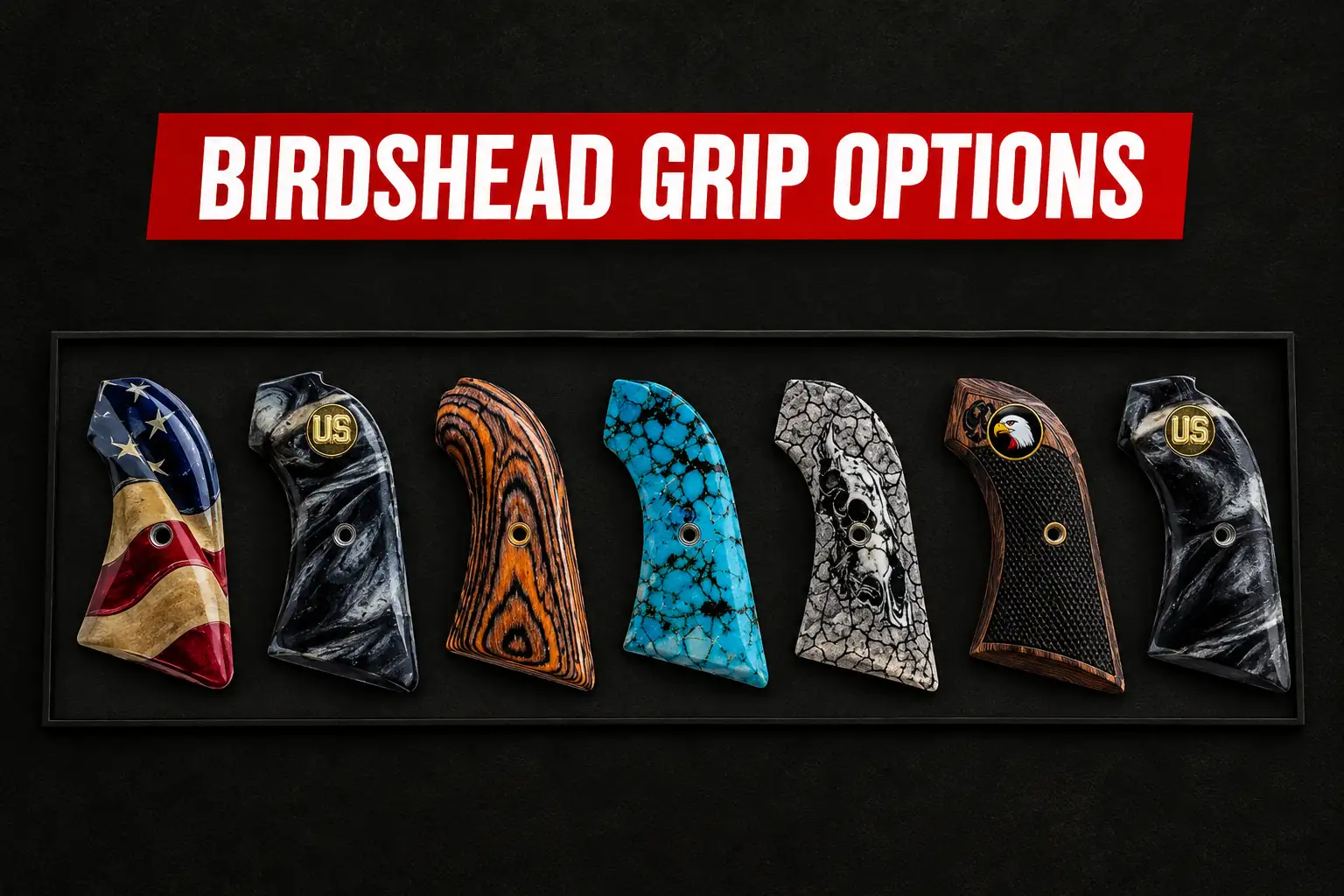 Heritage Rough Rider birdshead grip options by premium grips